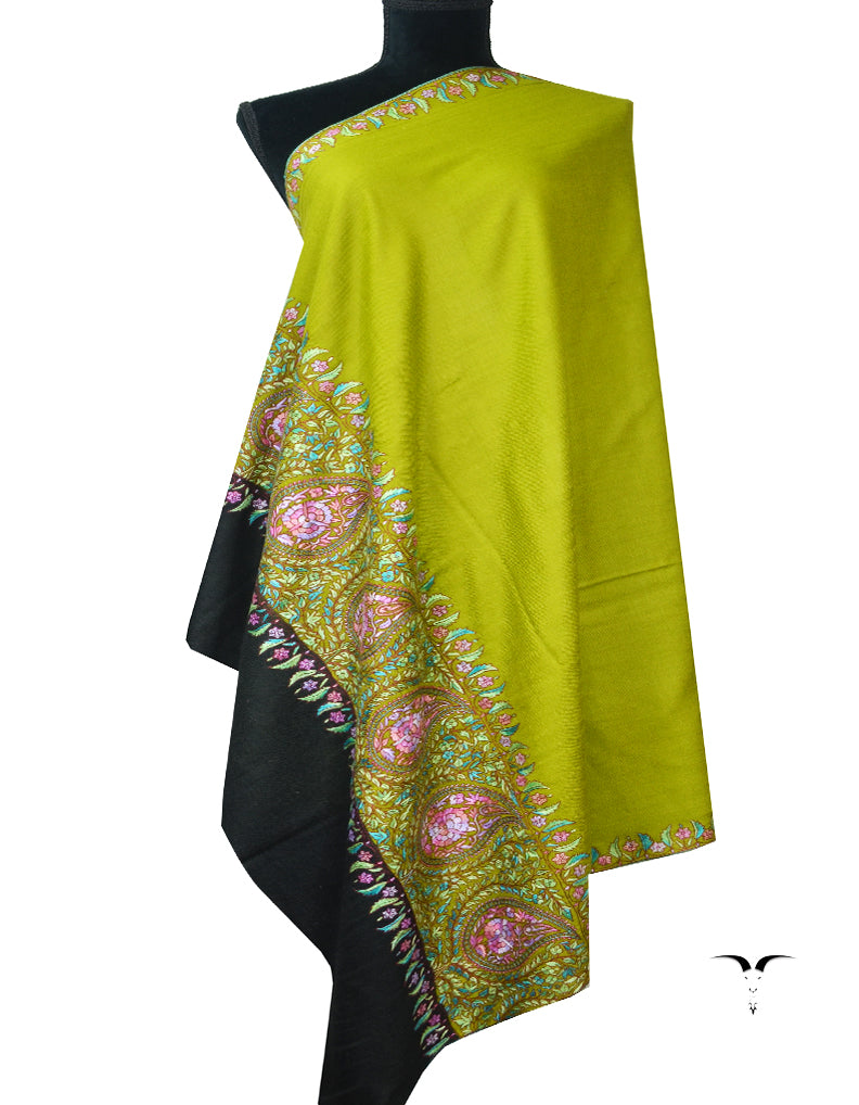 green and black embroidery pashmina shawl 7954