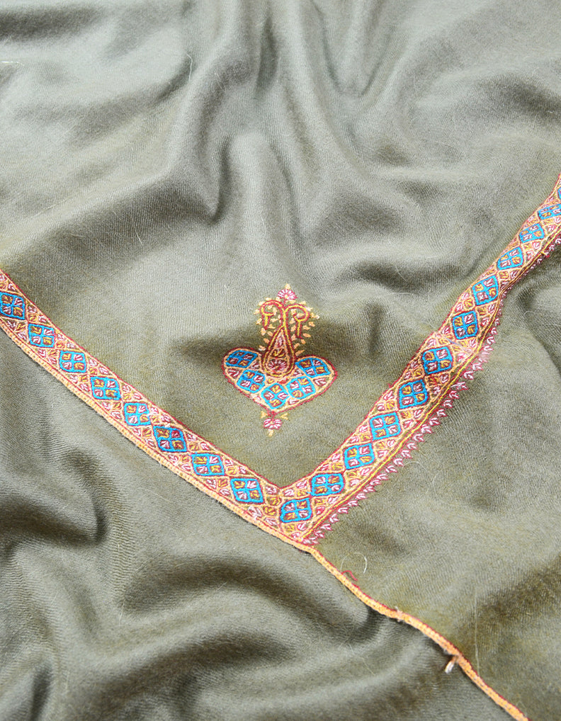 dark natural embroidery pashmina shawl 7955