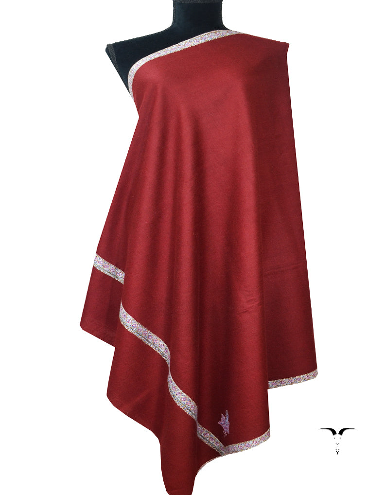 maroon embroidery pashmina shawl 7956