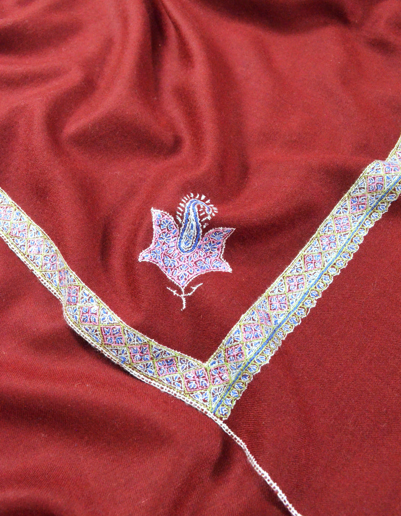 maroon embroidery pashmina shawl 7956
