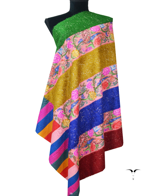 multi-coloured towel kalamkari pashmina shawl 7959