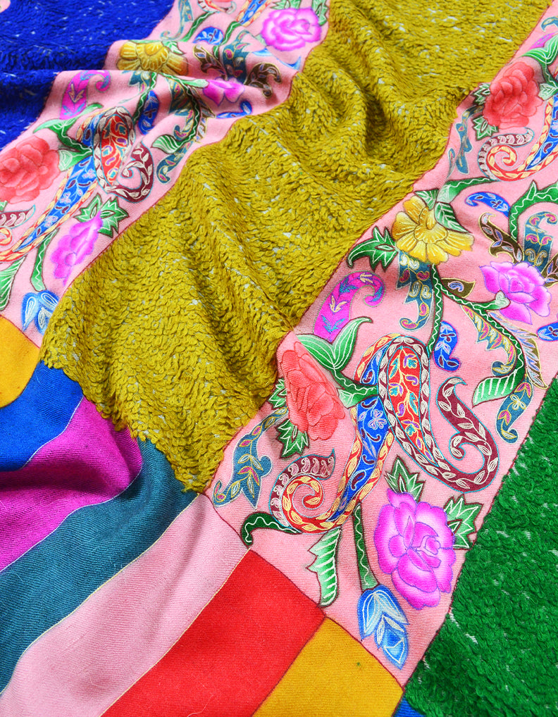 multi-coloured towel kalamkari pashmina shawl 7959