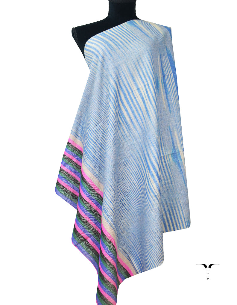 blue striped pashmina shawl 7960