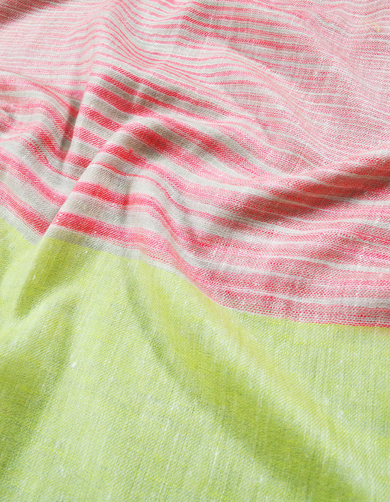 pink and lemon striped pashmina stole 7971