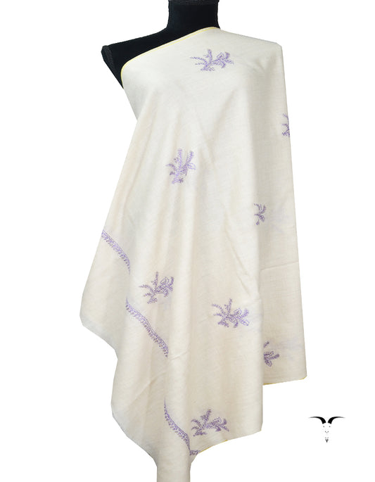 white booti embroidery pashmina shawl 7977
