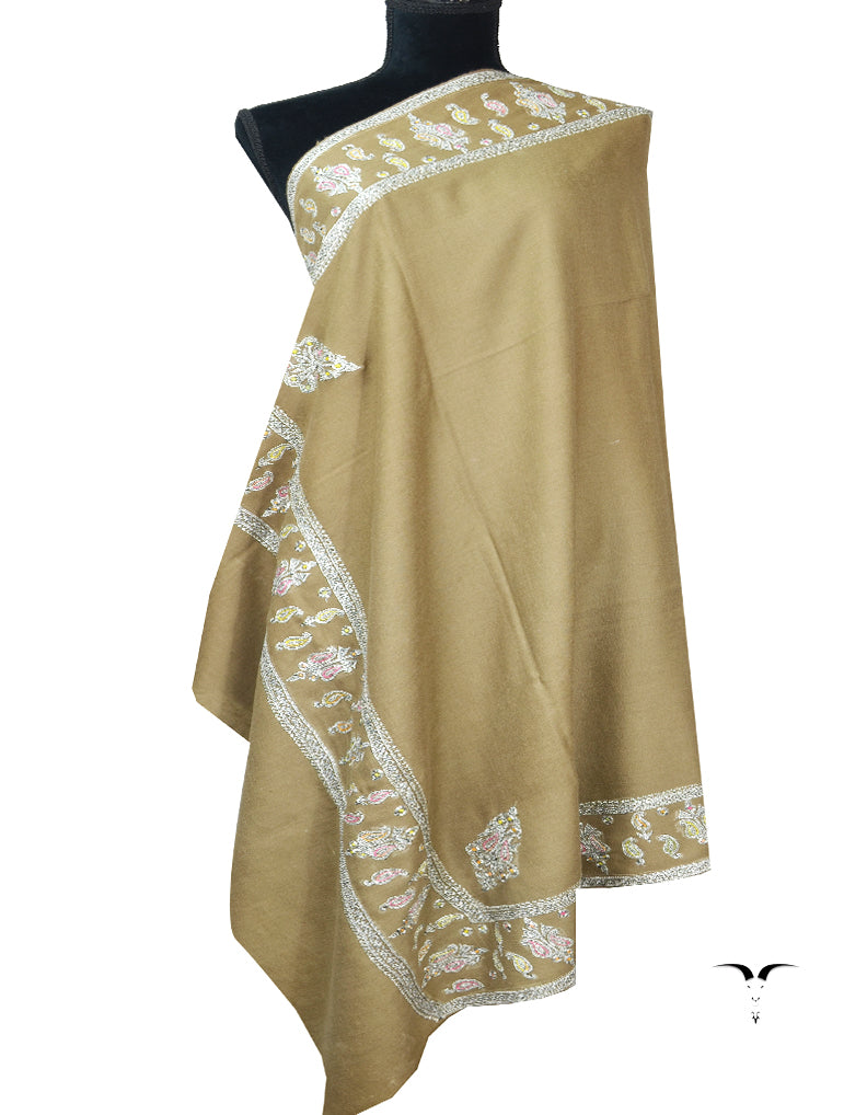 natural tilla embroidery pashmina shawl 7985