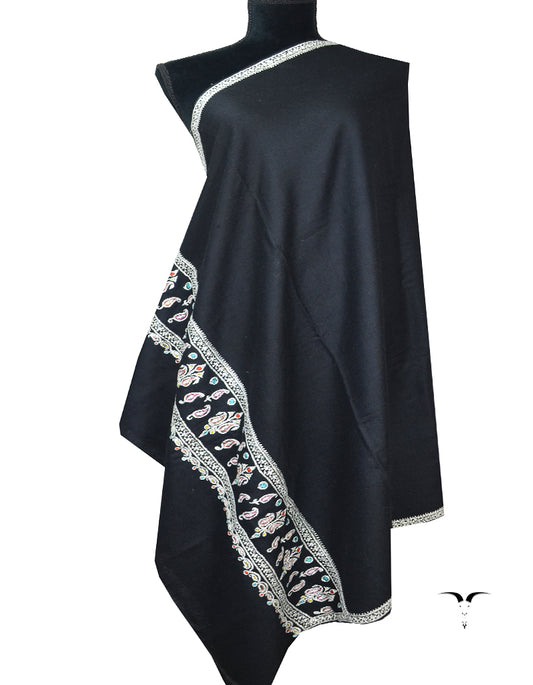black tilla embroidery pashmina shawl 7986