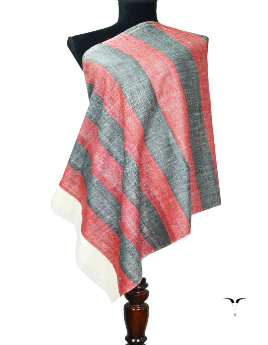red and blackish grey striped pashmina stole 7990