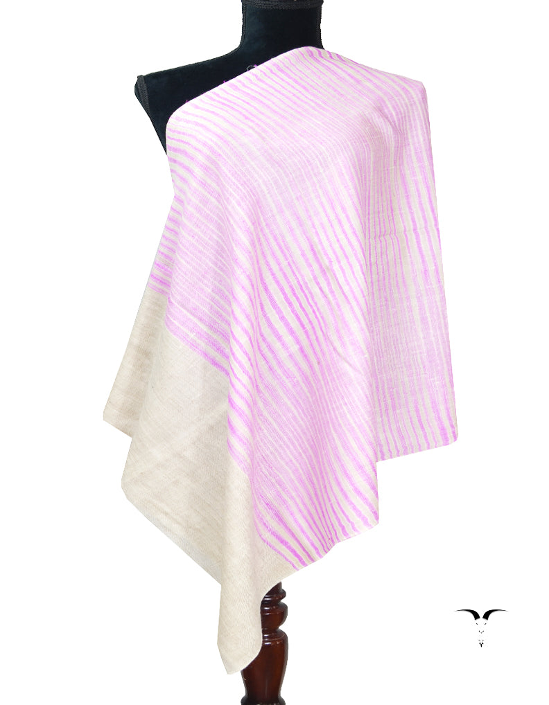 Purple And Natural striped pashmina stole 8036