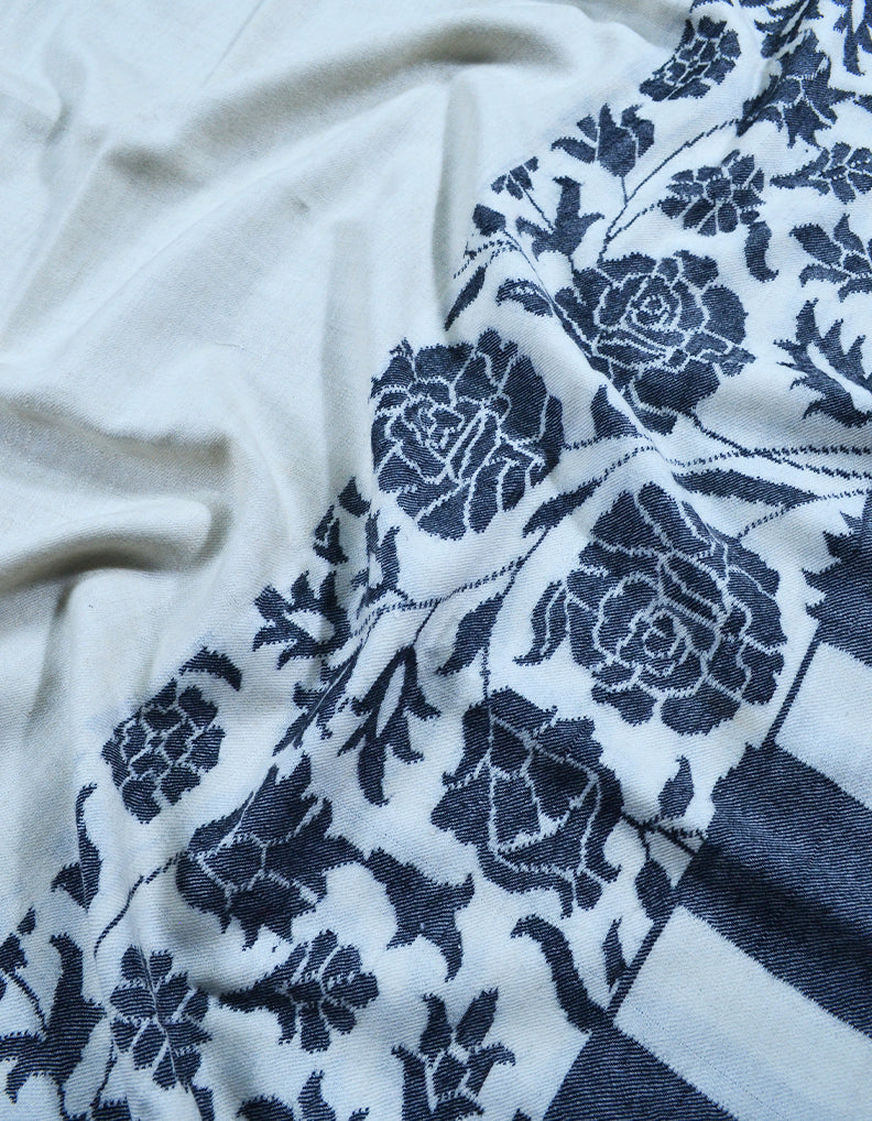 white kani border pashmina shawl 8048