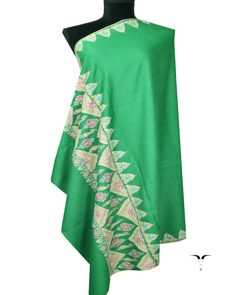 green embroidery pashmina shawl 8054