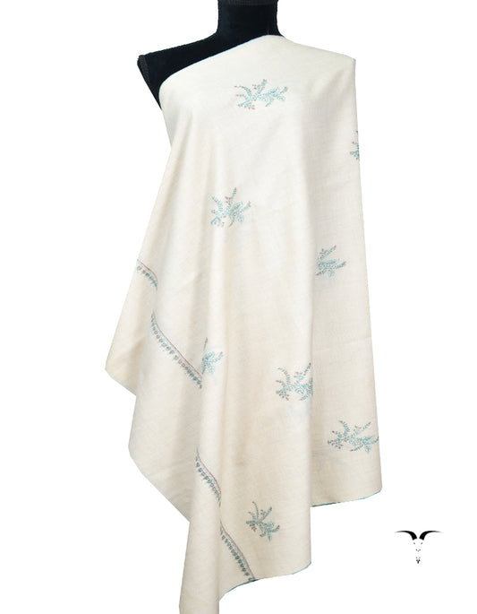 white embroidery pashmina shawl 8057