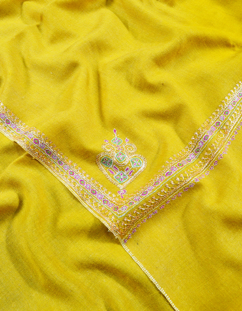 yellow embroidery pashmina shawl 8058