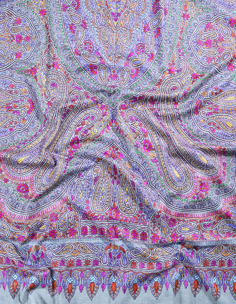 multi-coloured embroidery pashmina shawl 8059