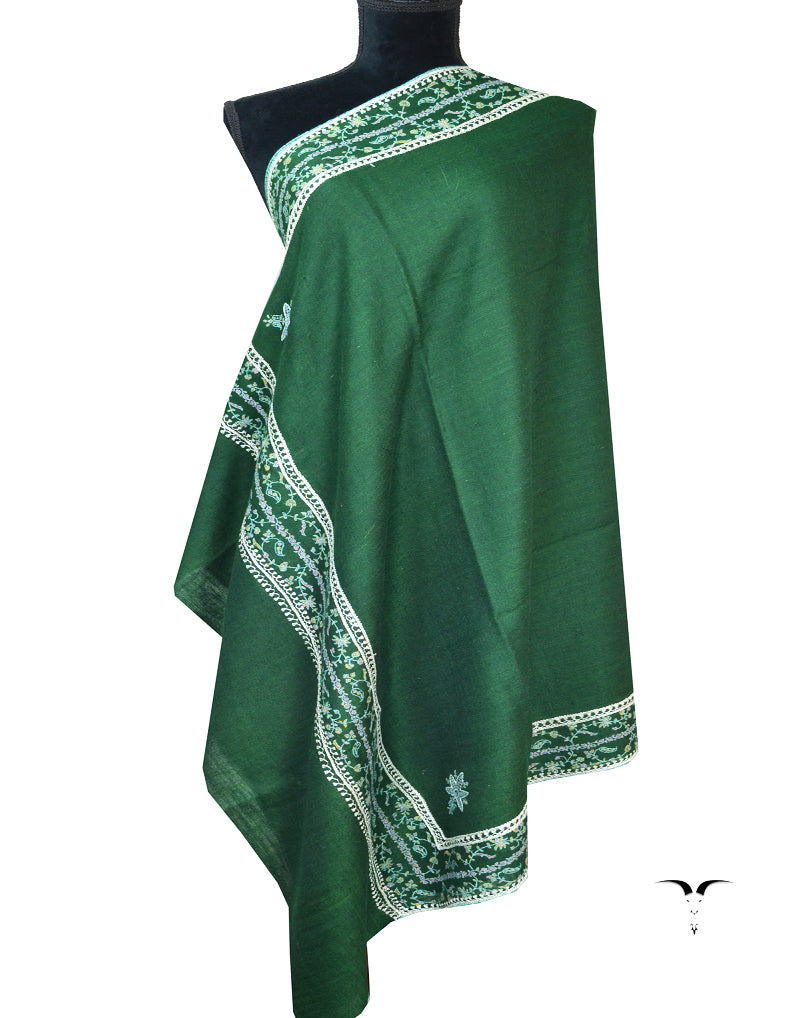 dark green embroidery pashmina shawl 8062