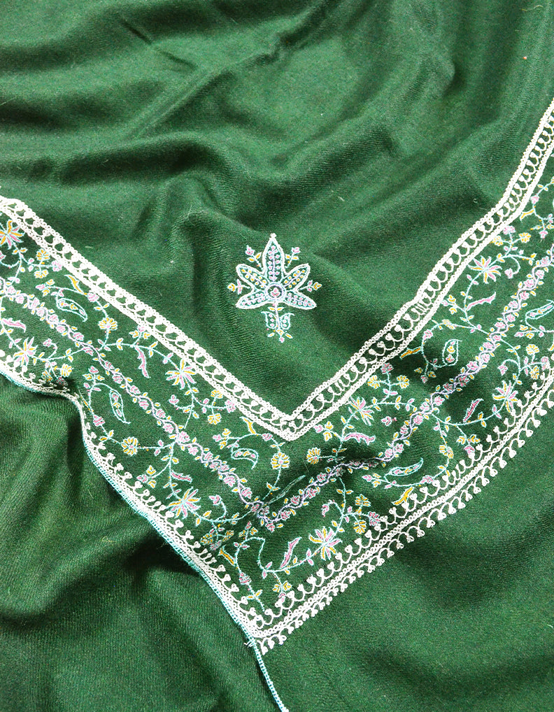 dark green embroidery pashmina shawl 8062