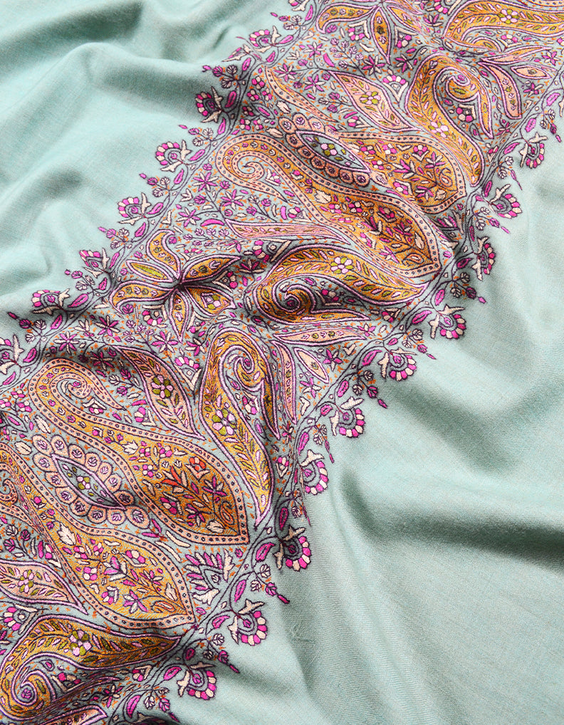 mint embroidery pashmina shawl 8068