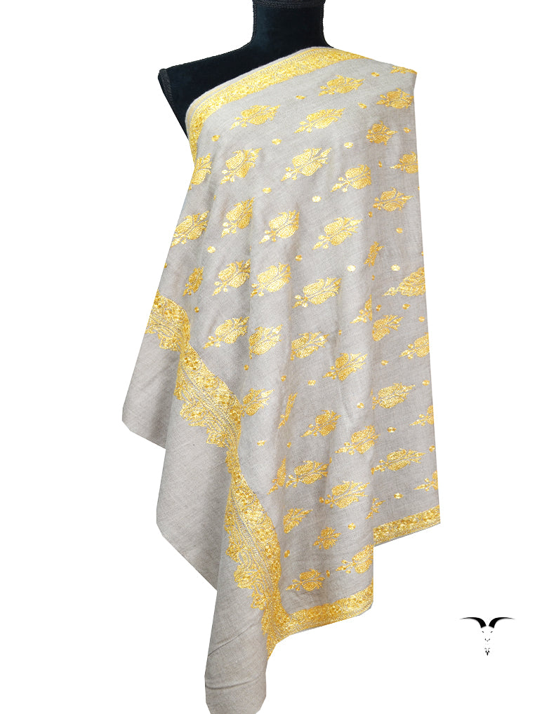 natural tilla embroidery pashmina shawl 8070
