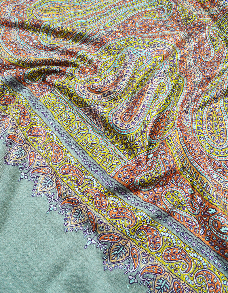 natural embroidery pashmina shawl 8077