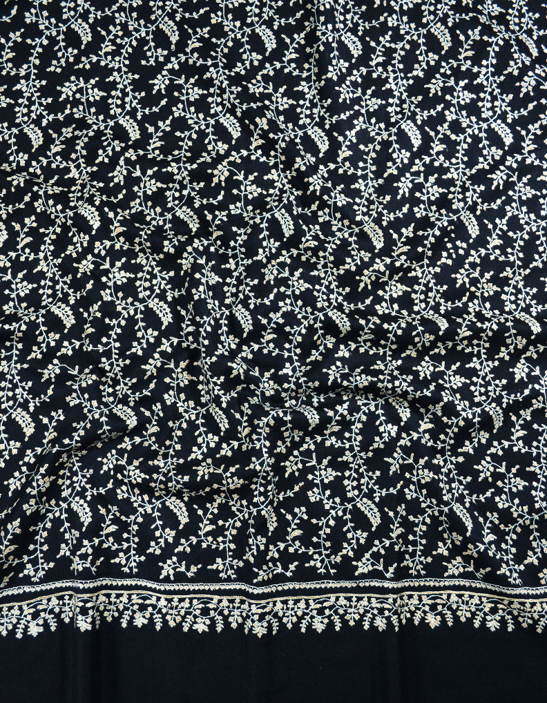 black jaali embroidery pashmina shawl 8078