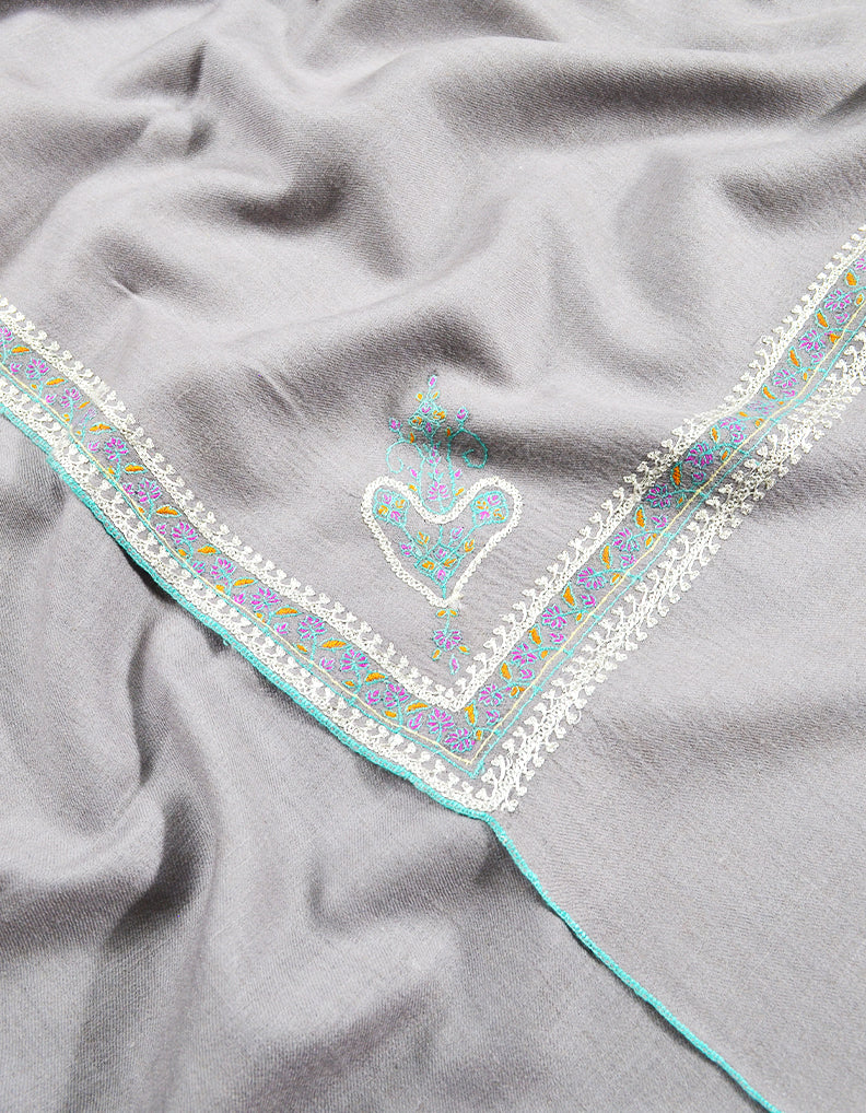 lavender embroidery pashmina shawl 8081