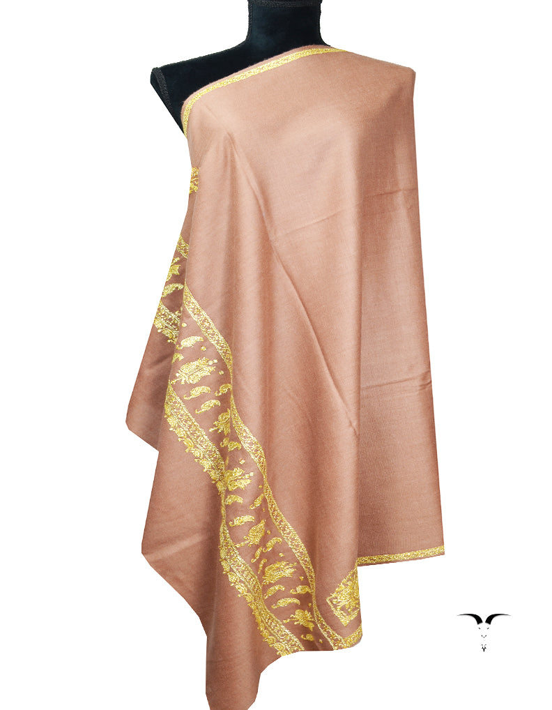coral Tilla embroidery pashmina shawl 8082