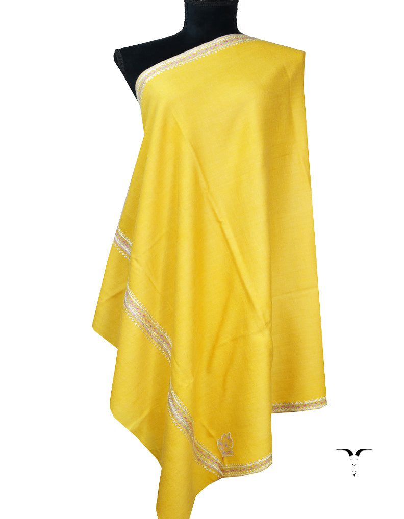 yellow tilla embroidery pashmina shawl 8083