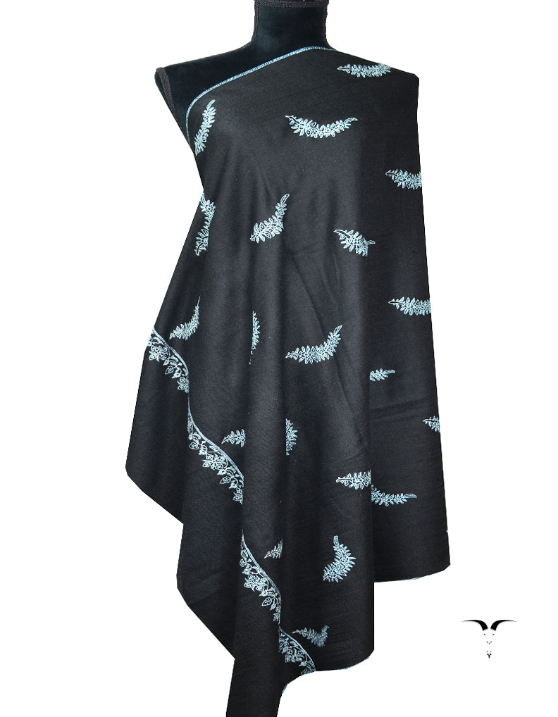 black booti embroidery pashmina shawl 8084