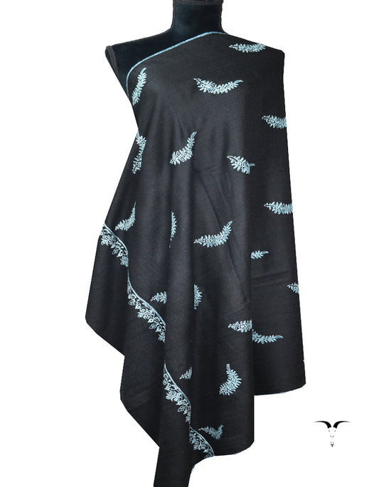 black booti embroidery Gi pashmina shawl 8084