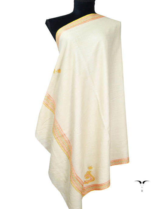 white tilla embroidery pashmina shawl 8087