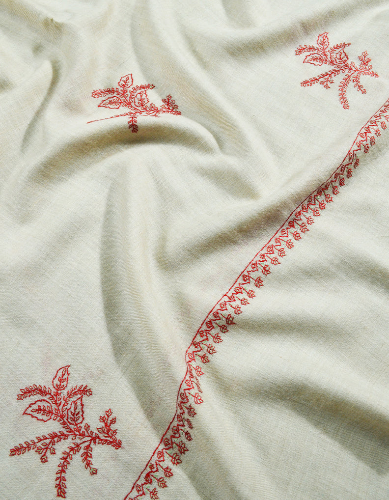 white booti embroidery pashmina shawl 8093