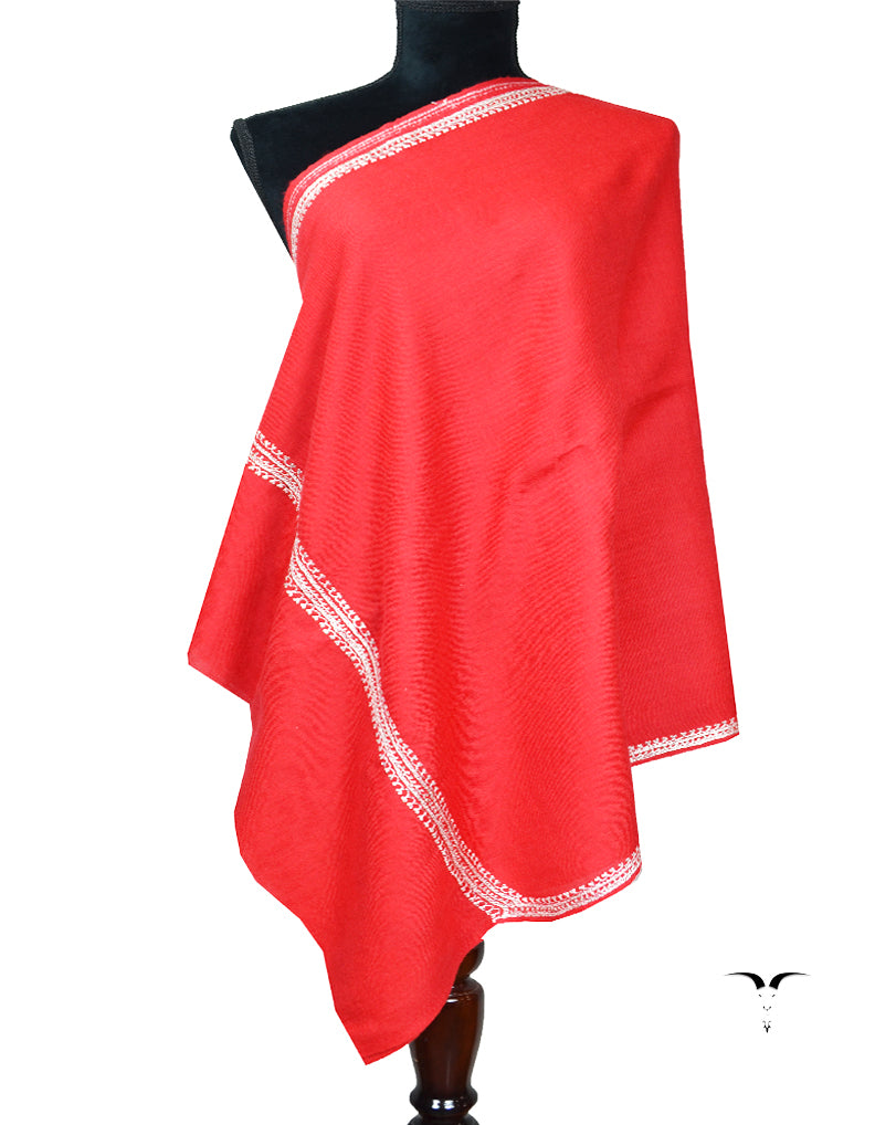 red tilla embroidery pashmina stole 8098