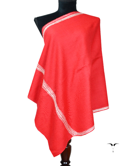 red tilla embroidery pashmina stole 8098