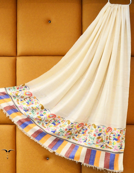 White XL kani palla Shawl 8106