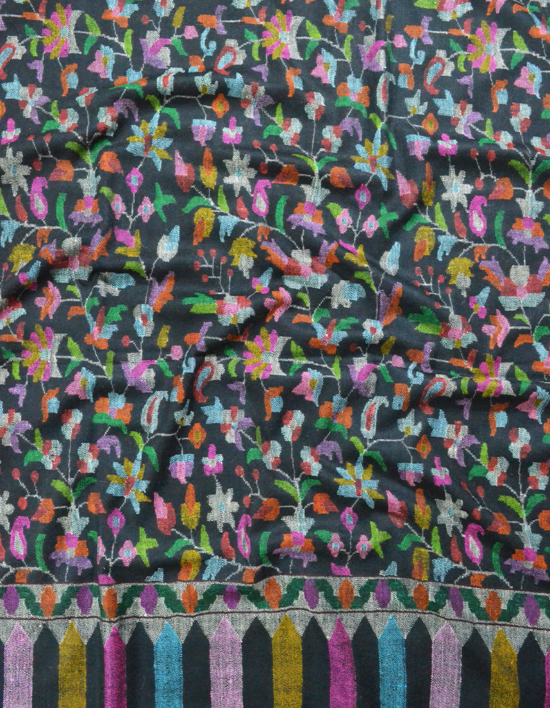 Black kani jaama pashmina shawl 8107
