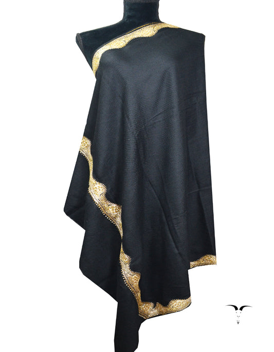 black tilla Embroidery Pashmina Shawl 8109