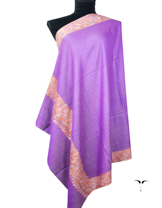 violet and blue reversible embroidery pashmina shawl 8111