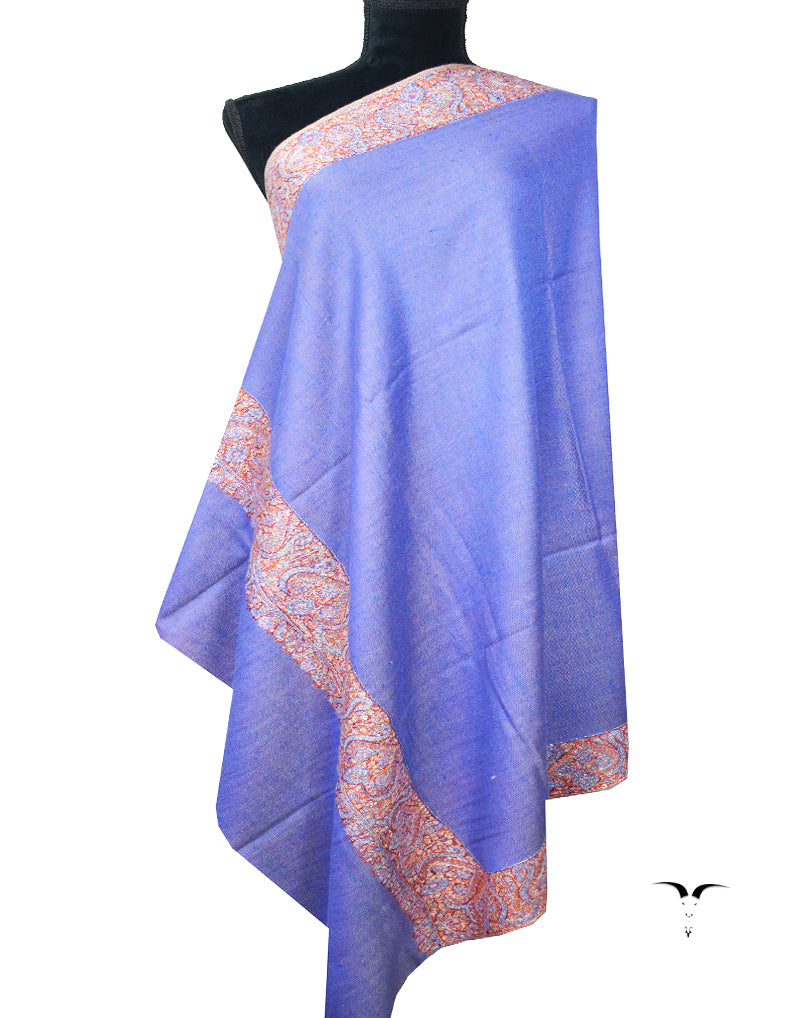 violet and blue reversible embroidery pashmina shawl 8111