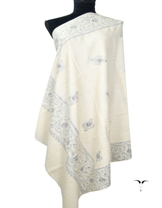 white Embroidery Pashmina Shawl 8112