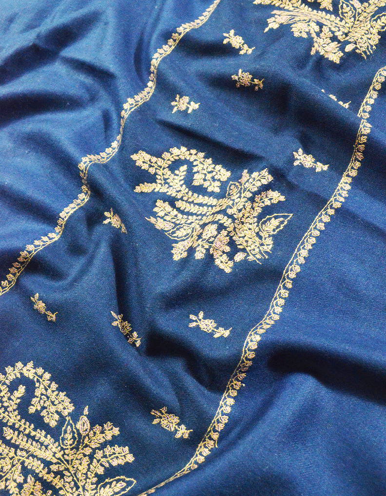 blue Embroidery Pashmina Shawl 8113
