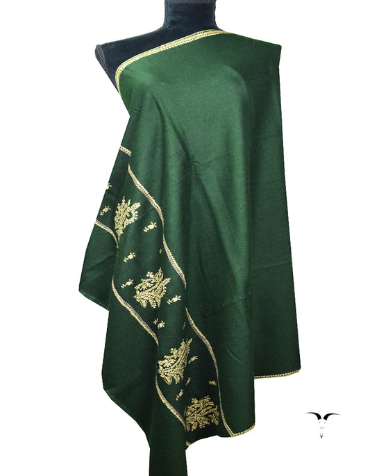Dark Green Embroidery Pashmina Shawl 8114
