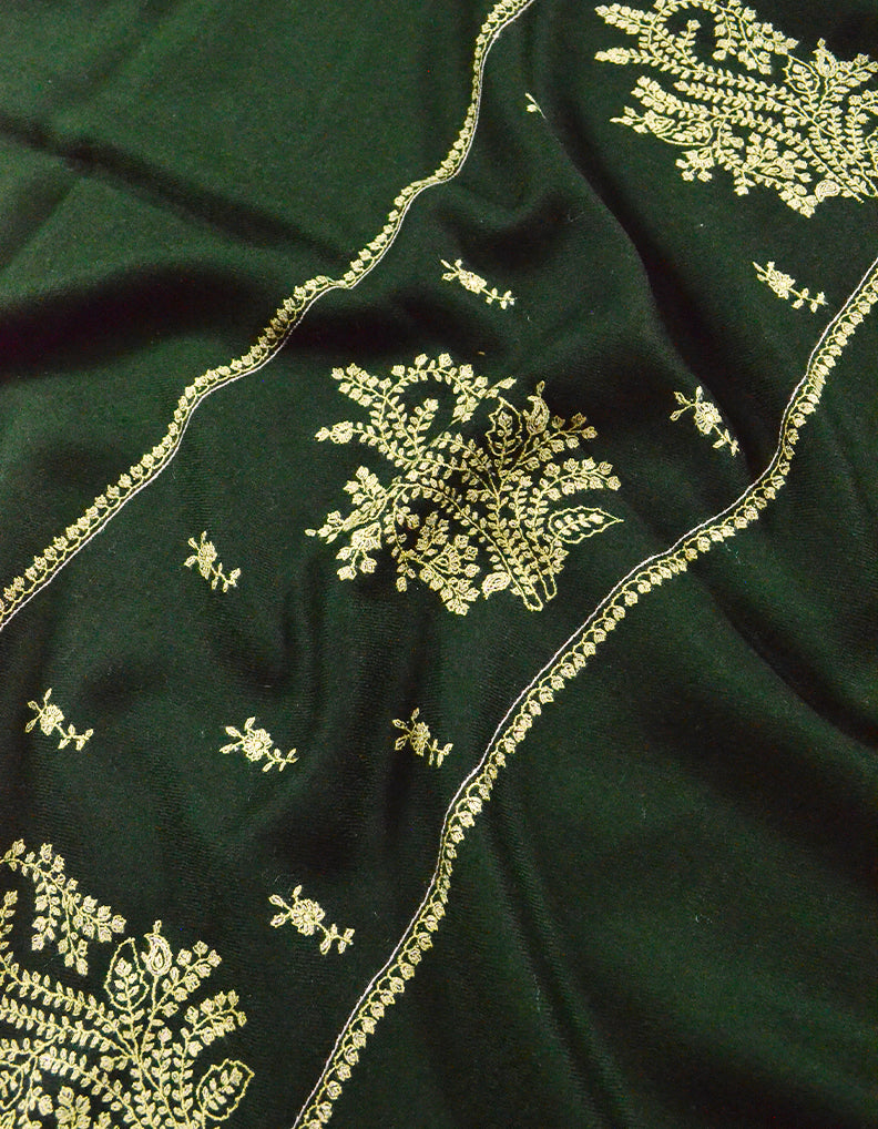 Dark Green Embroidery Pashmina Shawl 8114