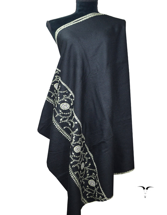 black Embroidery Pashmina Shawl 8117