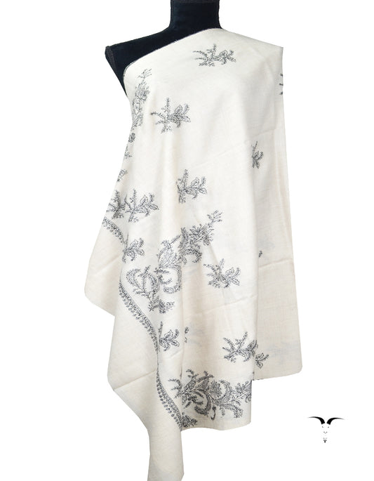 white Embroidery Pashmina Shawl 8118