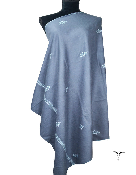 Light silver blue Embroidery Pashmina Shawl 8119