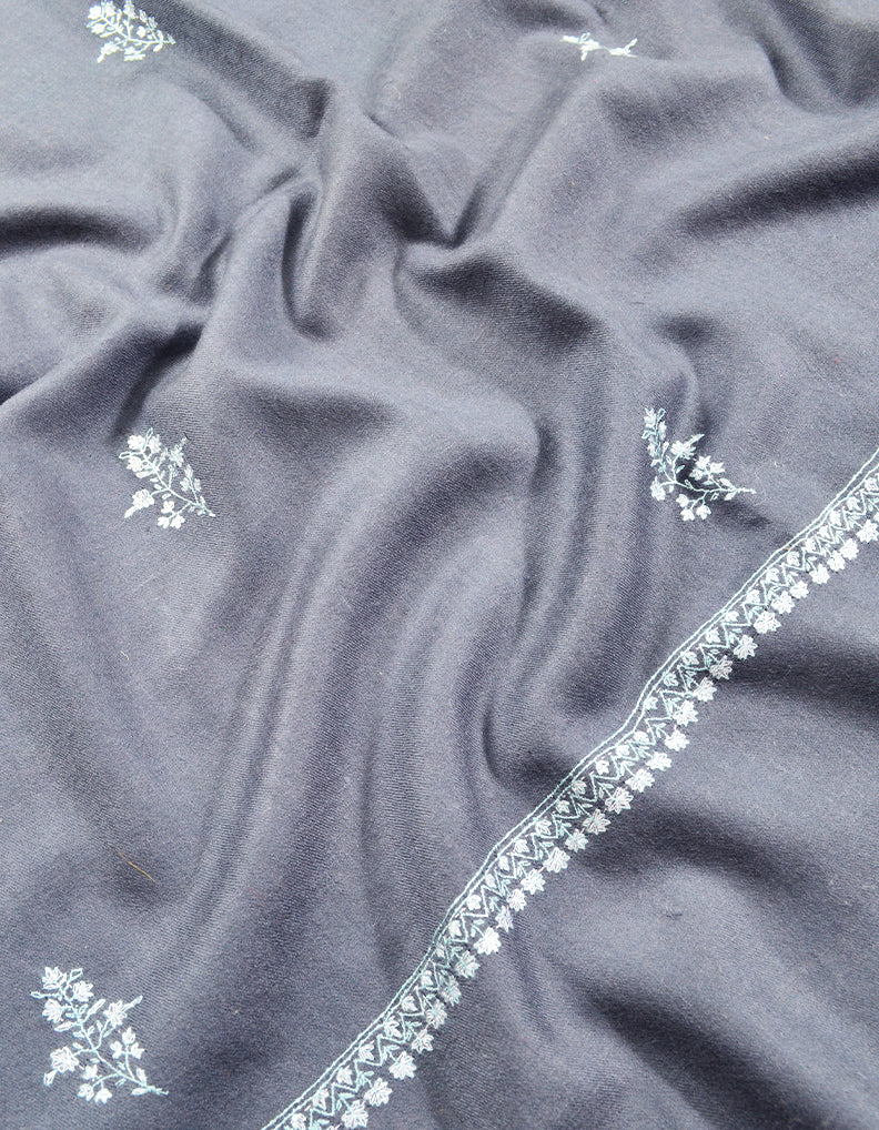 Light silver blue Embroidery Pashmina Shawl 8119
