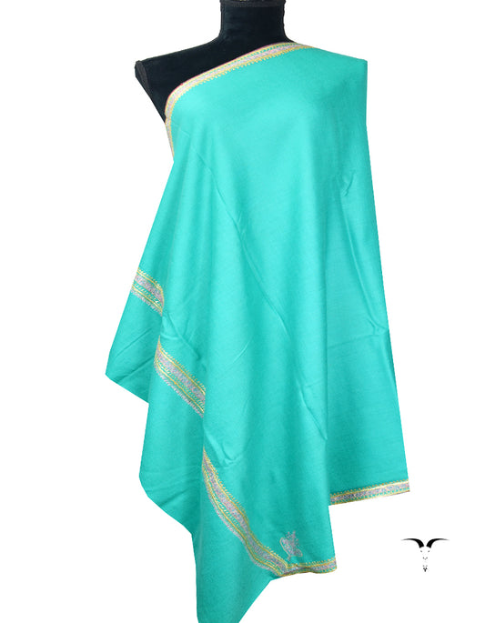 cyan tilla embroidery pashmina shawl 8121