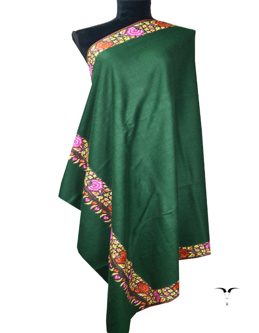 deep green embroidery pashmina shawl 8122