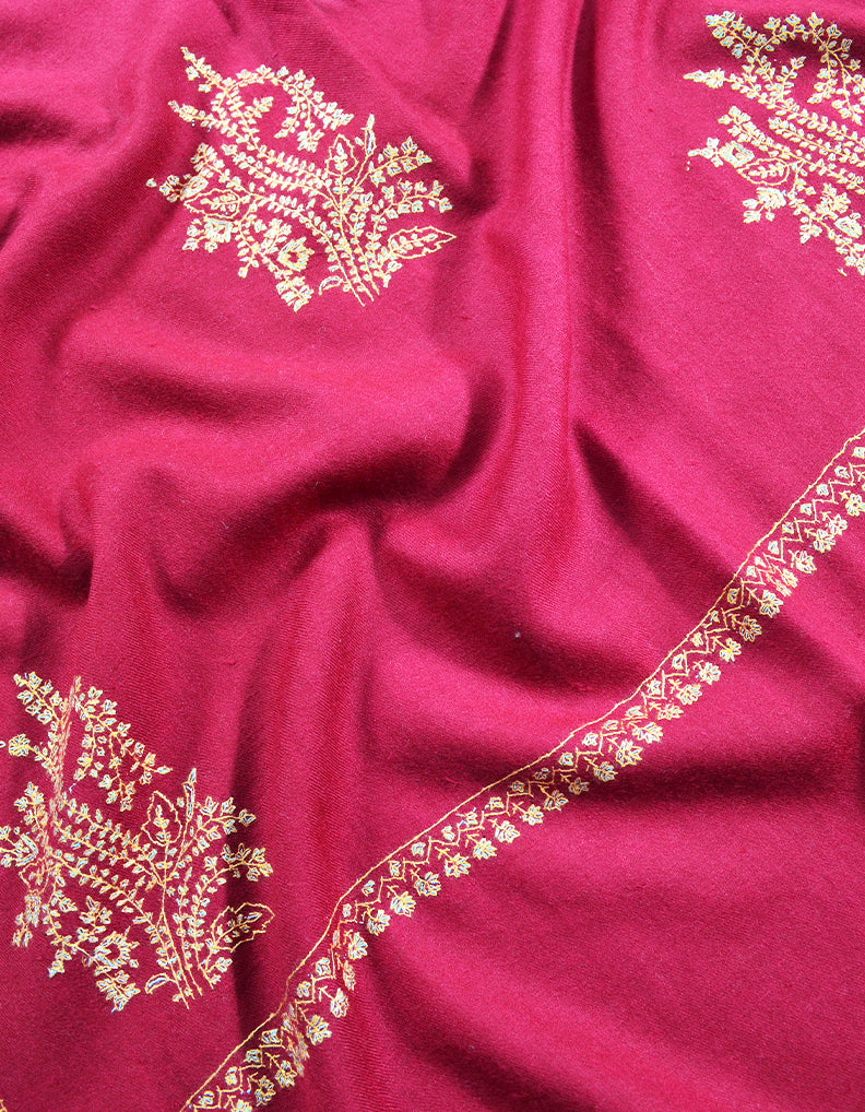 red embroidery pashmina shawl 8123