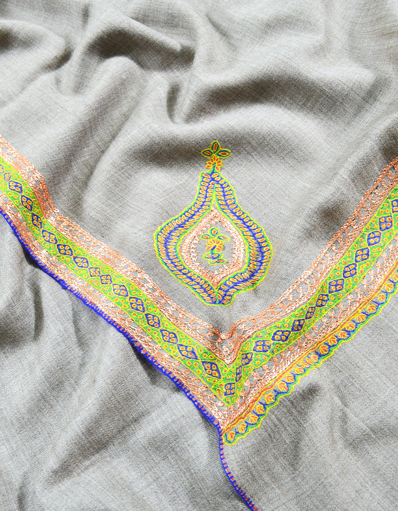light natural embroidery pashmina shawl 8125